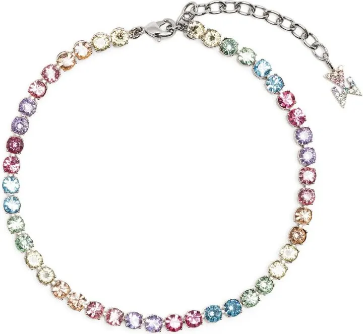 Sterling Silver Multicolour Crystal Tennis Anklet