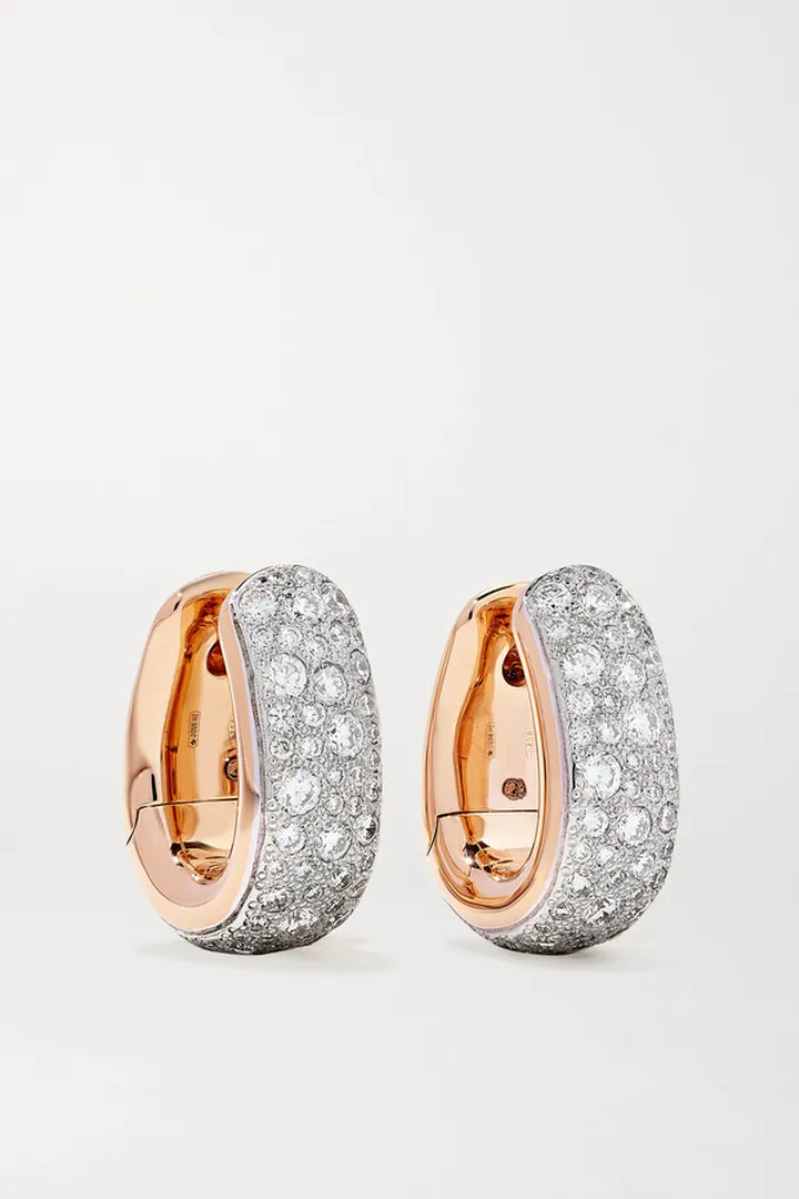 Pomellato - Iconica 18-karat Rose And White Gold Diamond Hoop Earrings - Rose gold