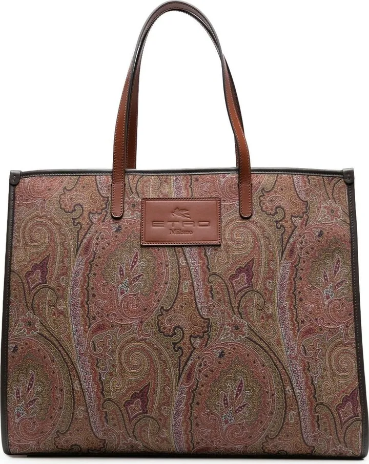 Brown Paisley Jacquard Large Tote Bag