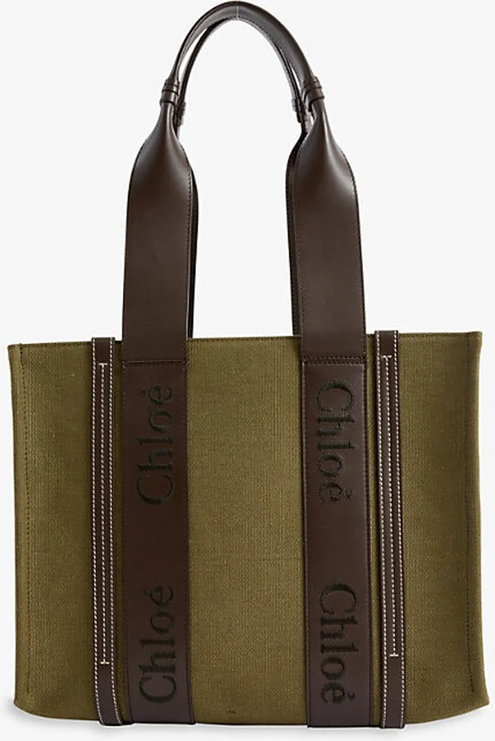 Womens Warm Green Woody Woven Tote bag