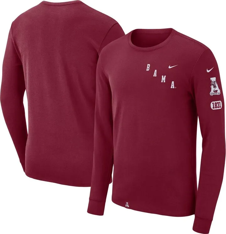 Men's Nike Crimson Alabama Crimson Tide Repeat Logo 2-Hit Long Sleeve T-shirt