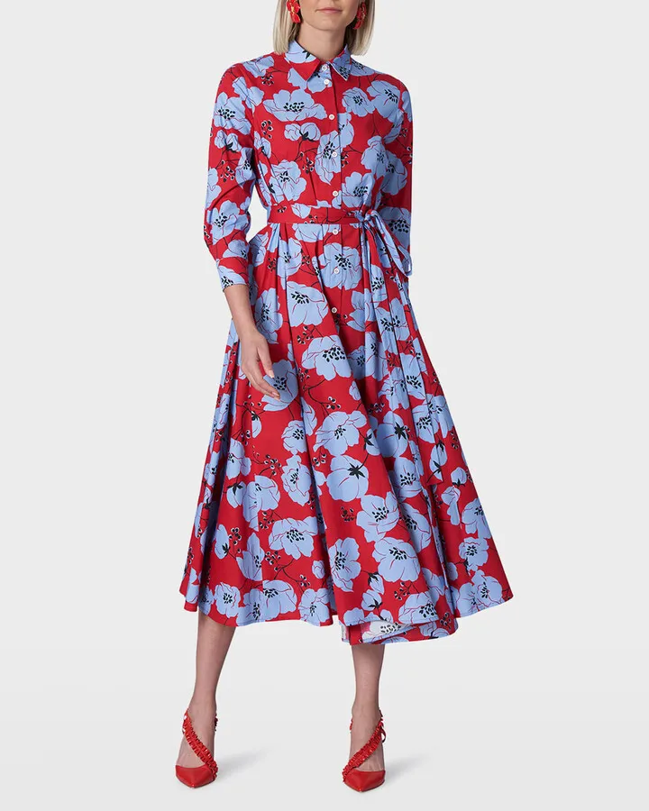 Long-Sleeve Midi Shirtdress
