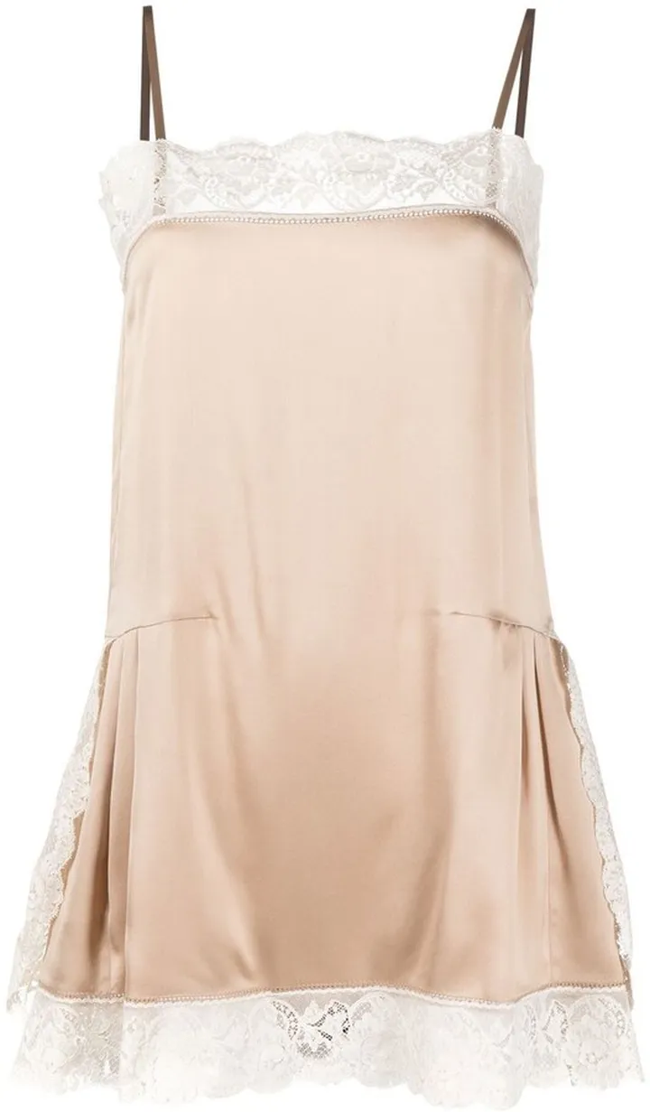 Lace-Trim Silk Slip Dress
