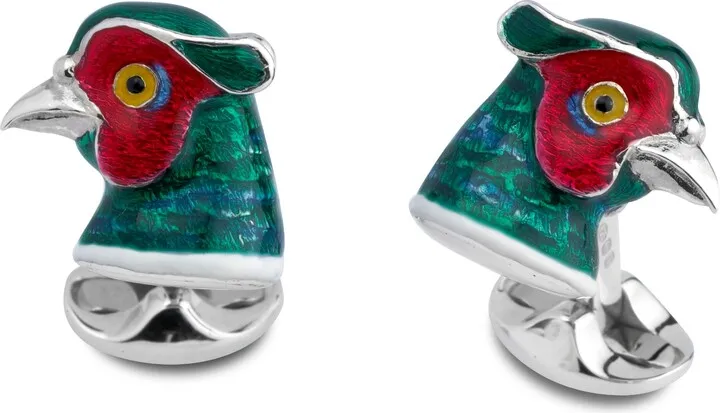 Deakin & Francis - Deakin & Francis Sterling Silver Pheasant Head Cufflinks