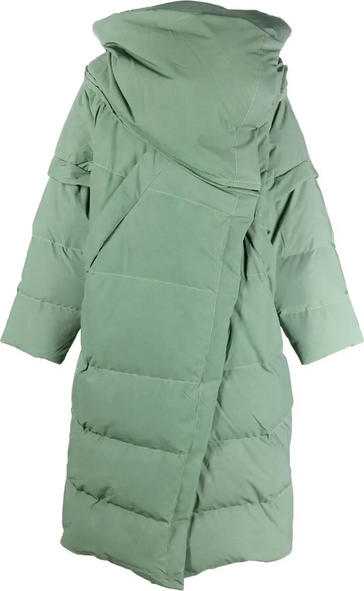 Wrap-Scarf Long Puffer Coat