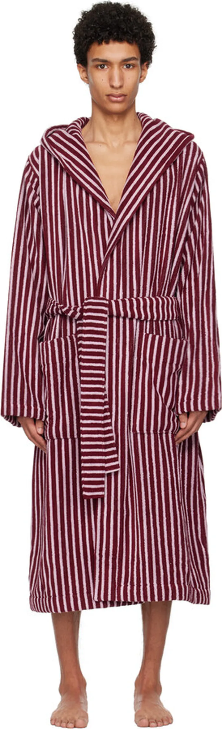 Tekla Red & Pink Hooded Bathrobe
