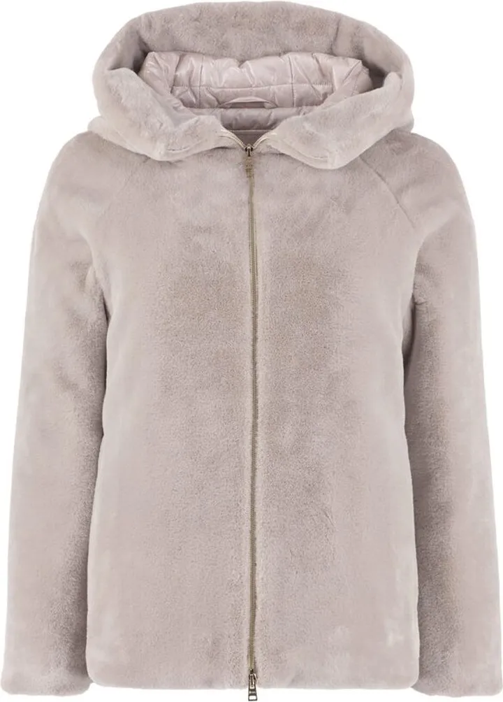 Herno High-Neck Faux Fur Jacket
