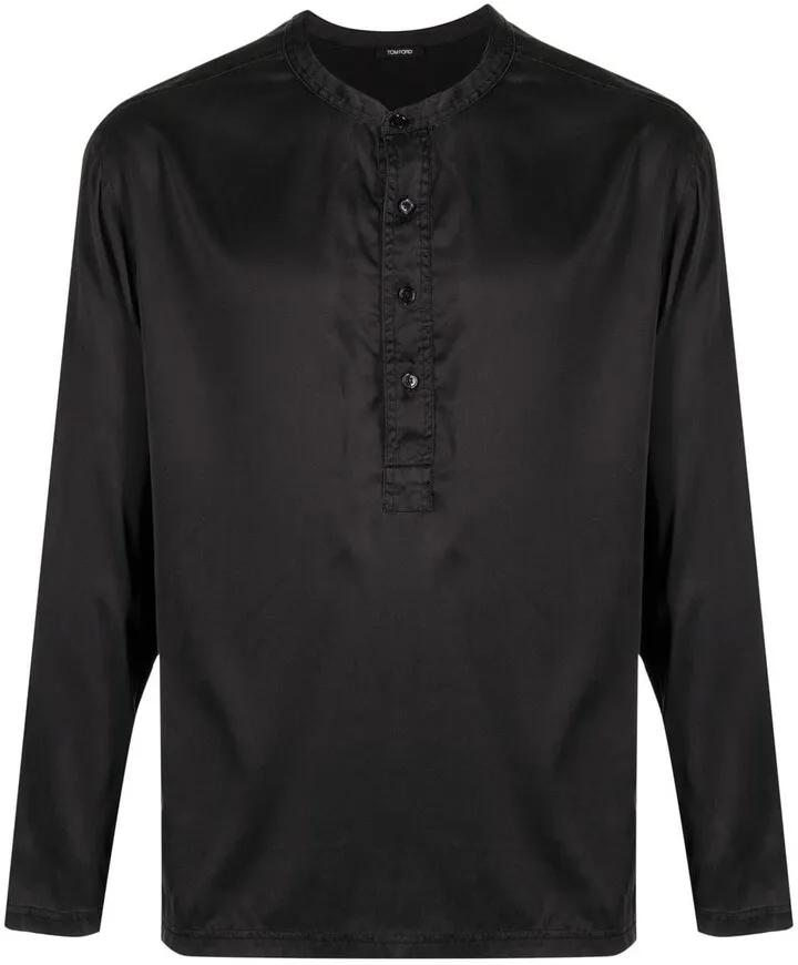 Half-Button Silk-Blend Shirt