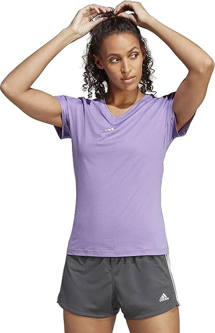 adidas Aeroready Training Essentials Minimal V-Neck (Violet Fusion) Women's Clothing