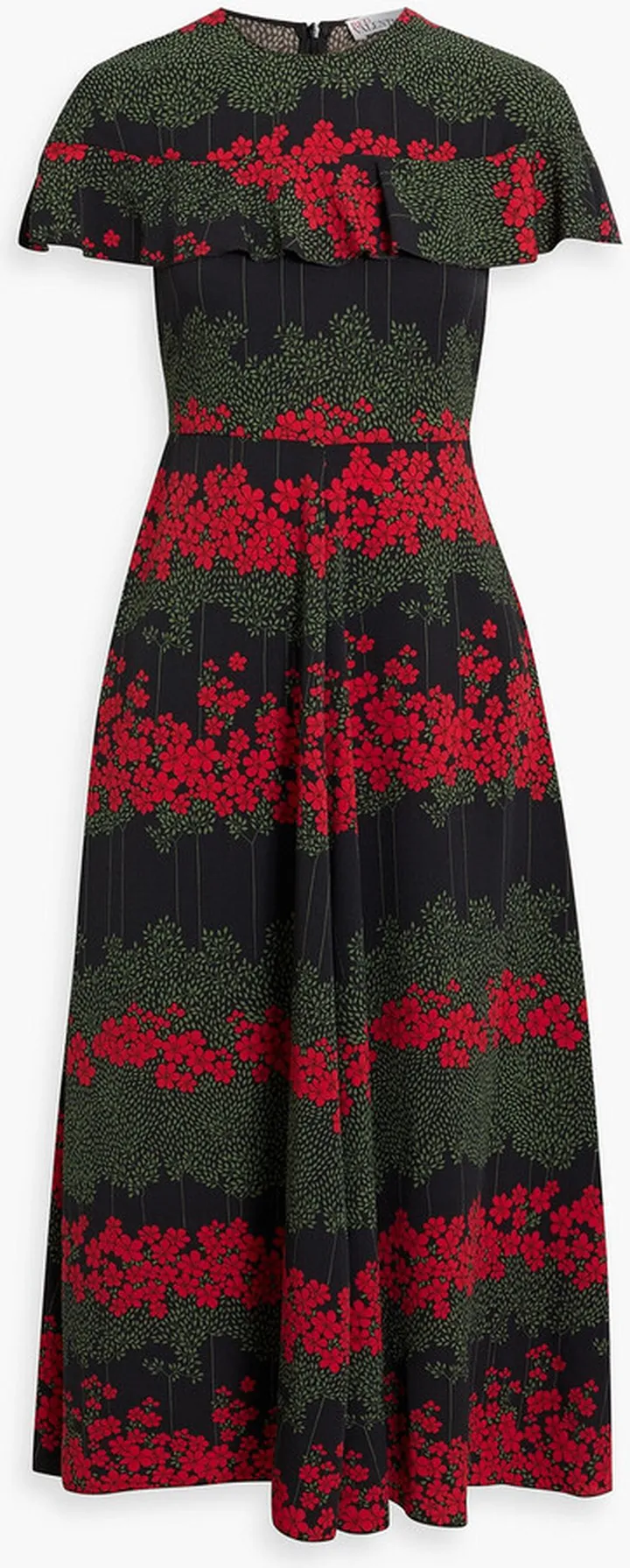 Ruffled printed crepe midi dress