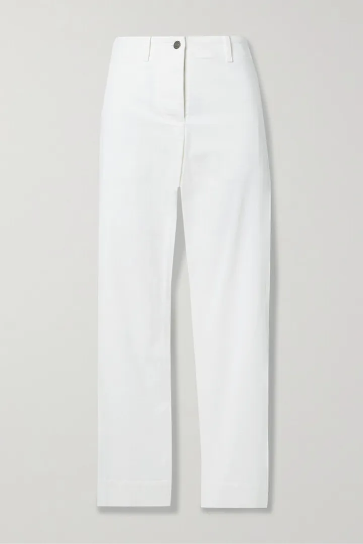 Nili Lotan - Tomboy Cotton-blend Twill Straight-leg Pants - White