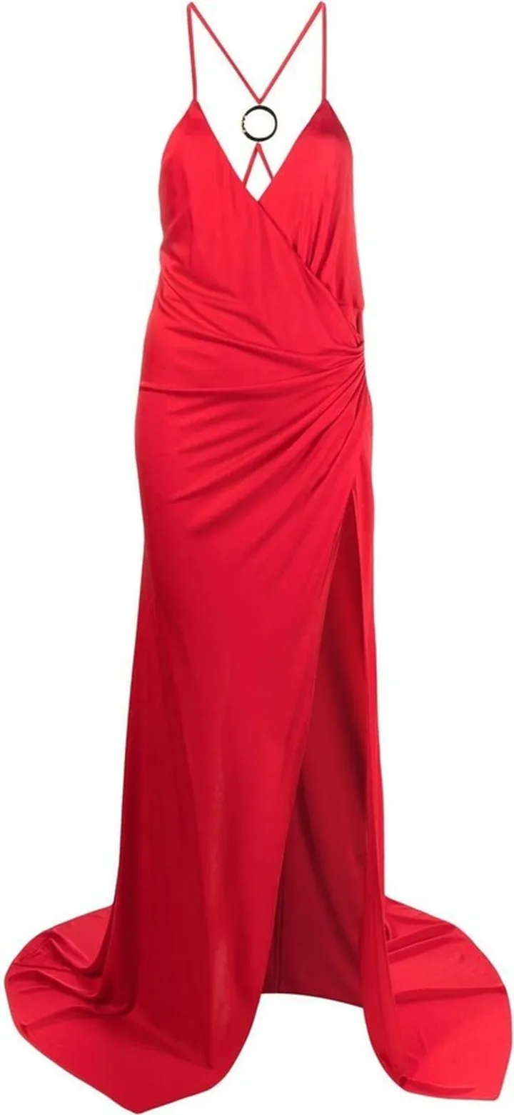 Side-Slit Ruched Sleeveless Gown