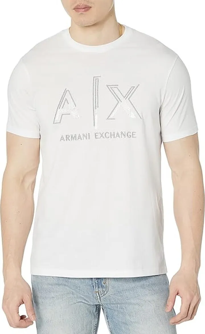 Armani Exchange AX Logo T-Shirt (White) Men's Clothing