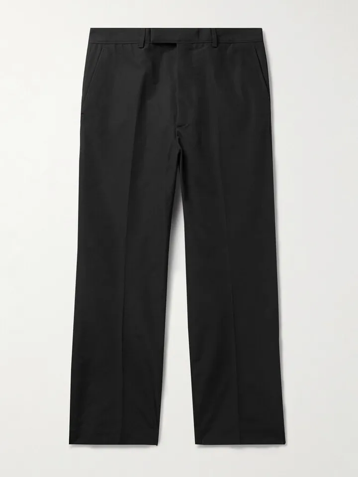 Straight-Leg Cropped Cotton-Blend Trousers
