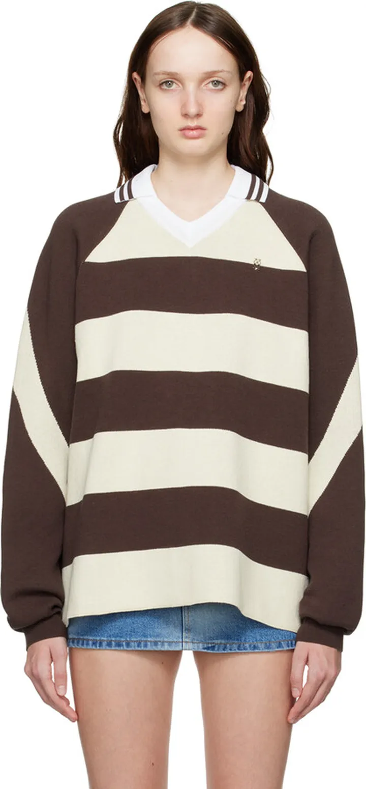 Kijun Brown Striped Polo