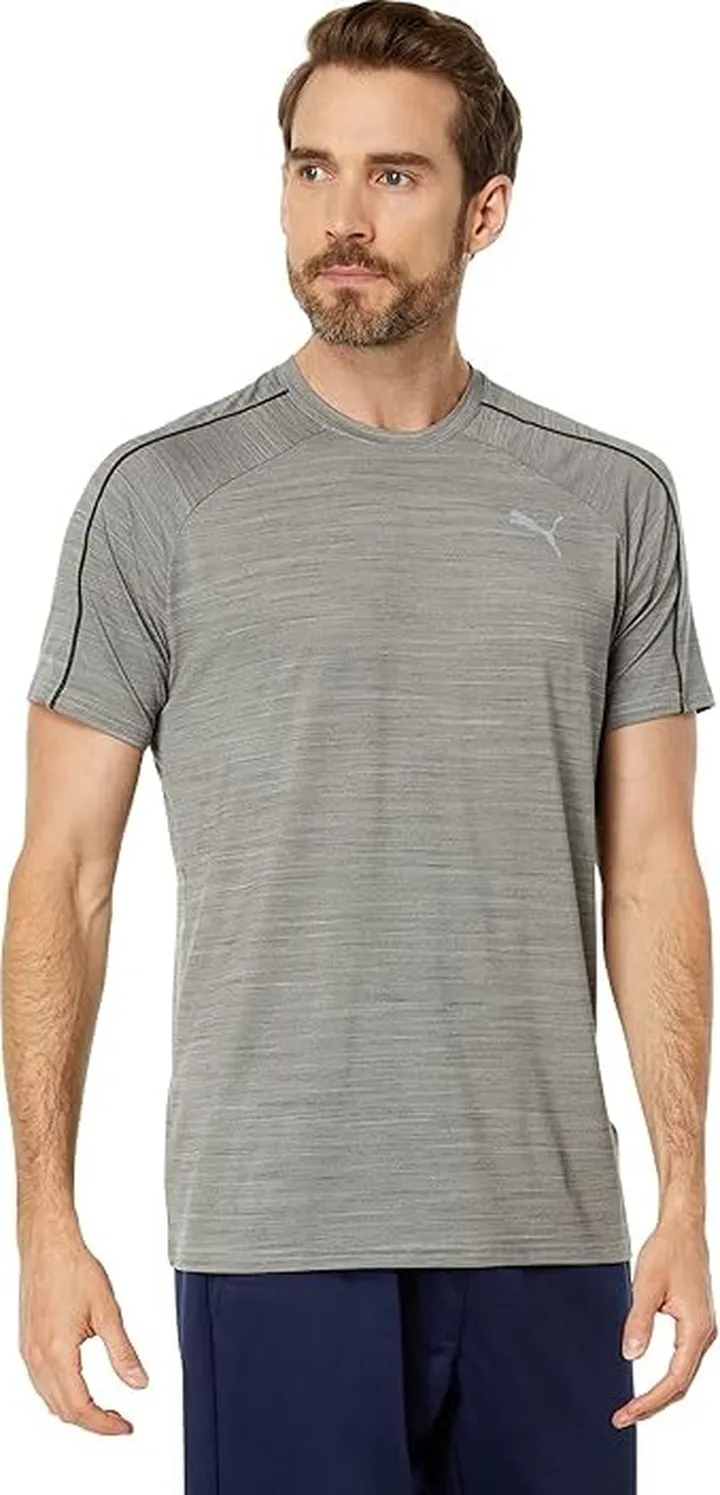PUMA Train Cloudspun Short Sleeve Tee (Medium Gray Heather) Men's Clothing