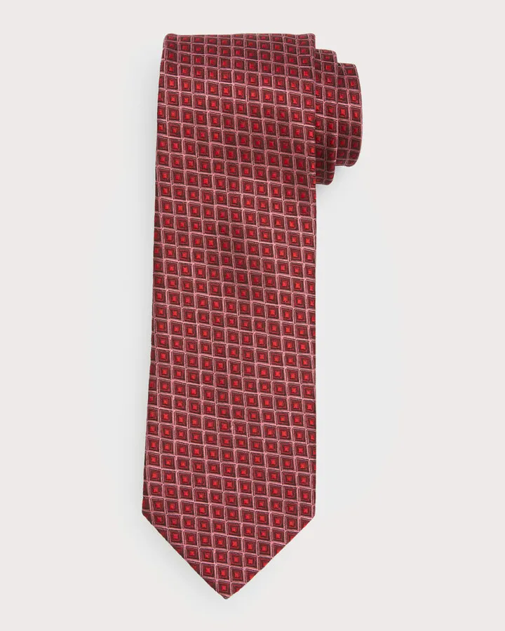Men's Rhombus Jacquard Silk Tie