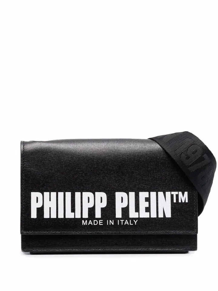 Logo-Print Saffiano Leather Crossbody Bag