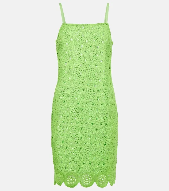 Silke cotton-blend crochet minidress
