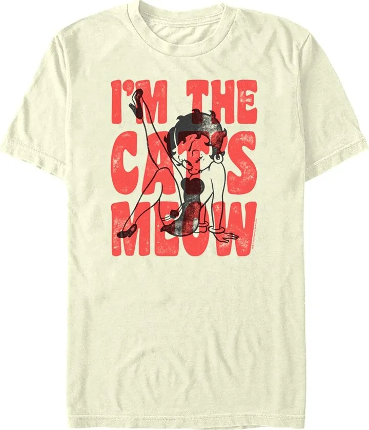 Men's Betty Boop I'm the Cats Meow T-Shirt - Beige - 3X Large