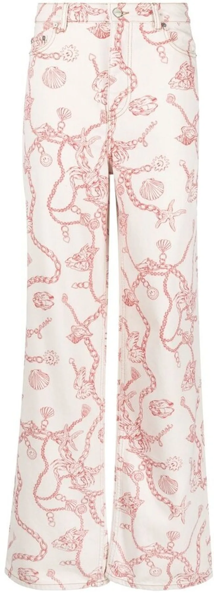 Graphic-Print Cotton Wide-Leg Jeans