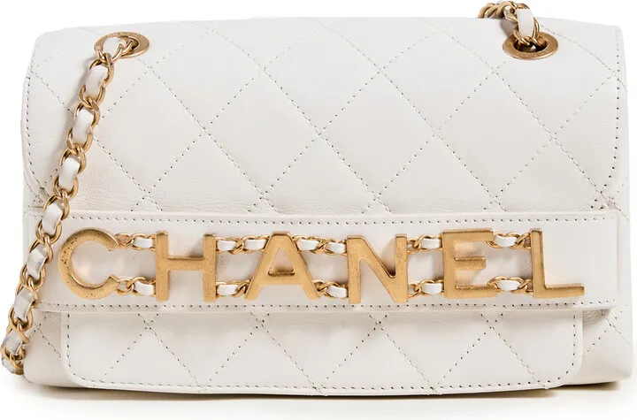 What Goes Around Comes Around Chanel White Logo Enchained Flap Shoulder Bag