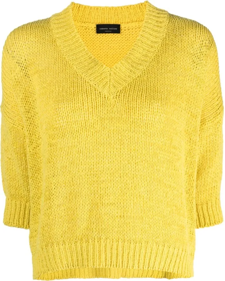 V-neck knitted jumper