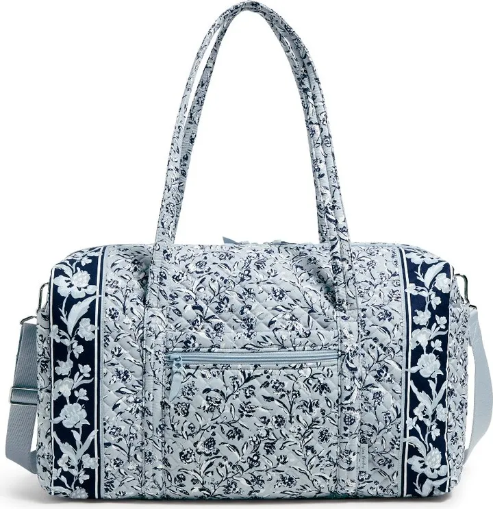Vera Bradley Women's Recycled Cotton Large Travel Duffel Bag Perennials Gray