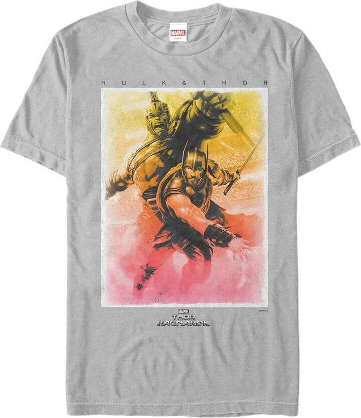 Men's Marvel Thor: Ragnarok Hulk Watercolor Print T-Shirt - Silver - X Large