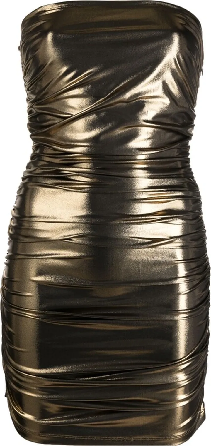 Laminated-Finish Fitted Mini Dress