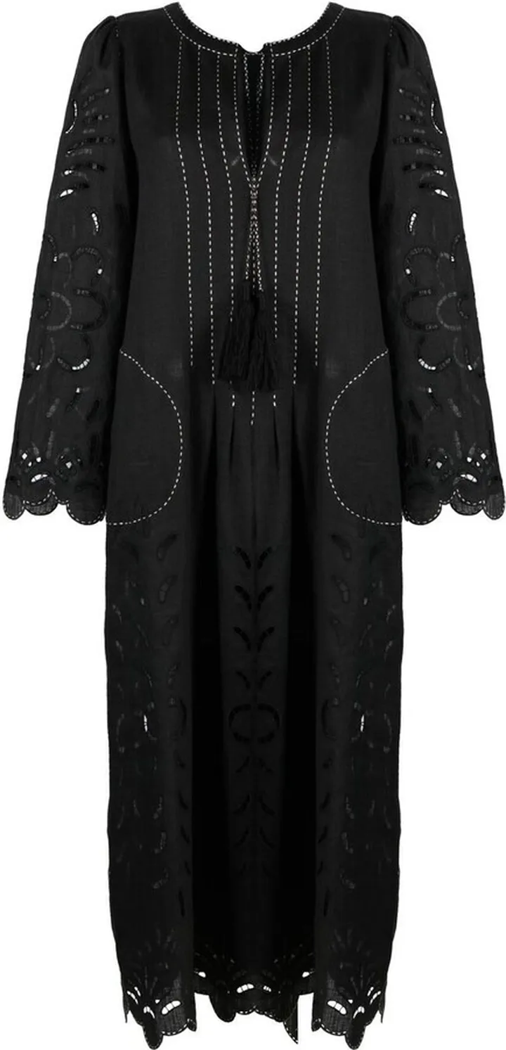 Contrast-Stitching Midi Dress
