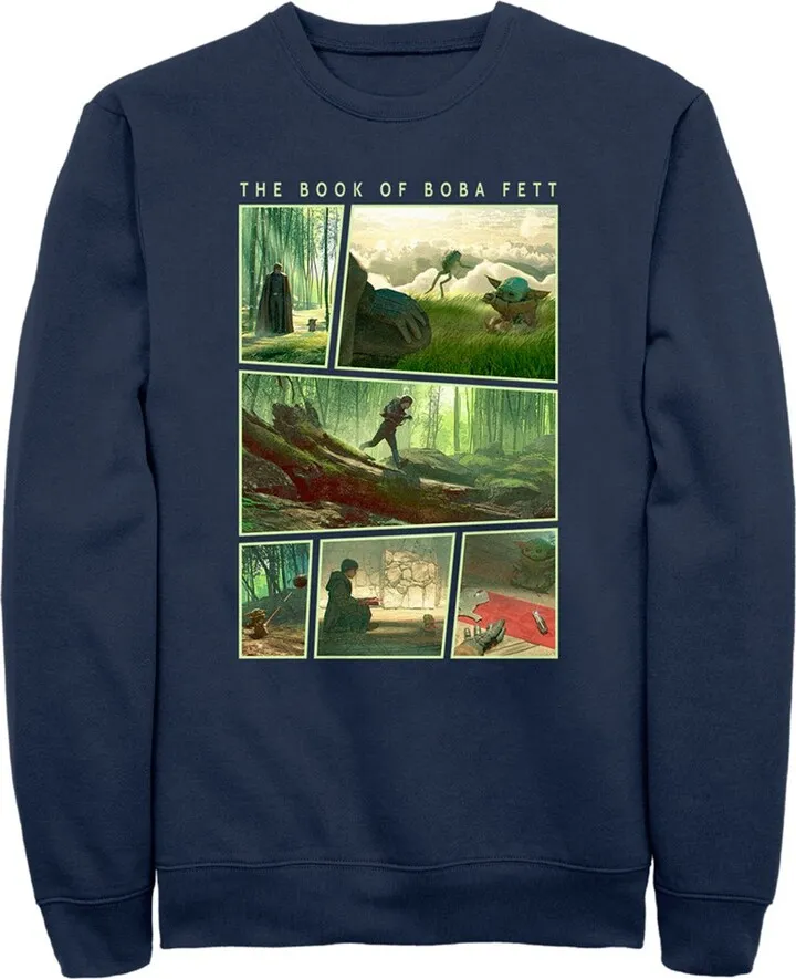 Men's Star Wars: The Book of Boba Fett Grogu Force Training With Luke Skywalker Sweatshirt - Navy Blue - Large