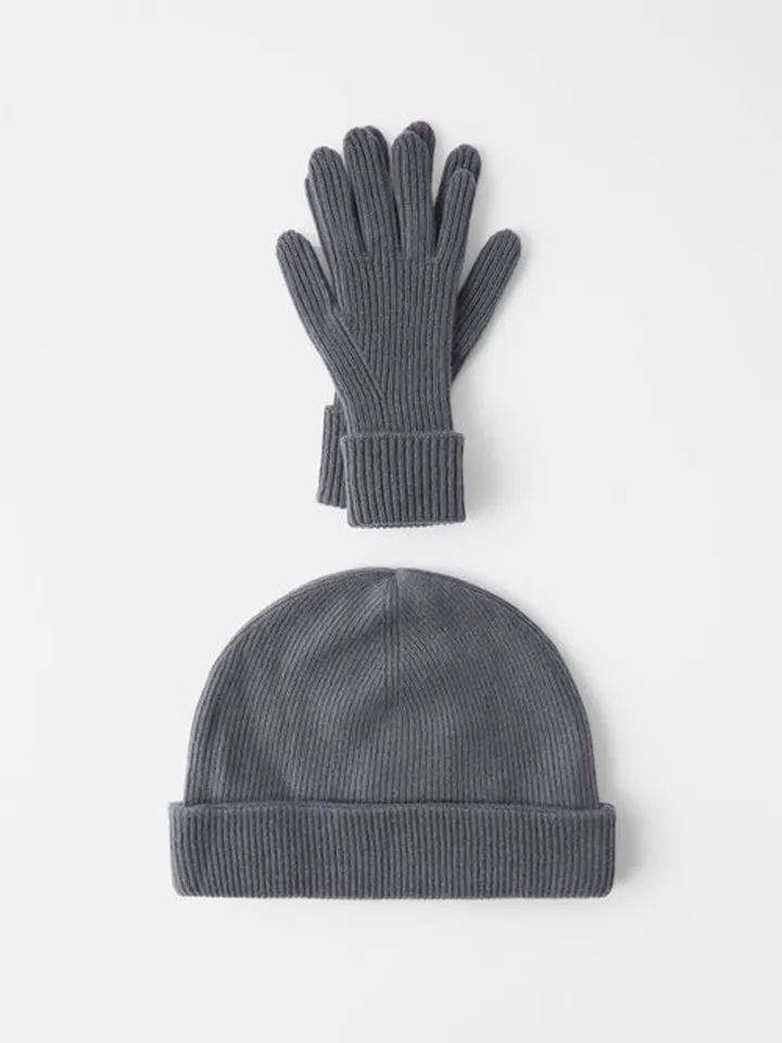 Cashmere Beanie Hat & Gloves Set