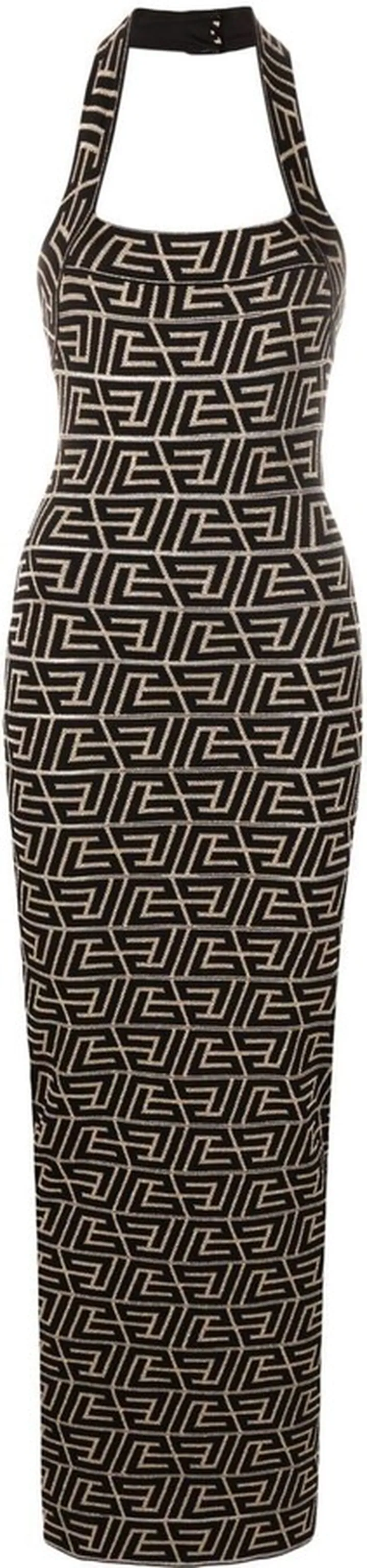 Logo-Jacquard Halterneck Dress