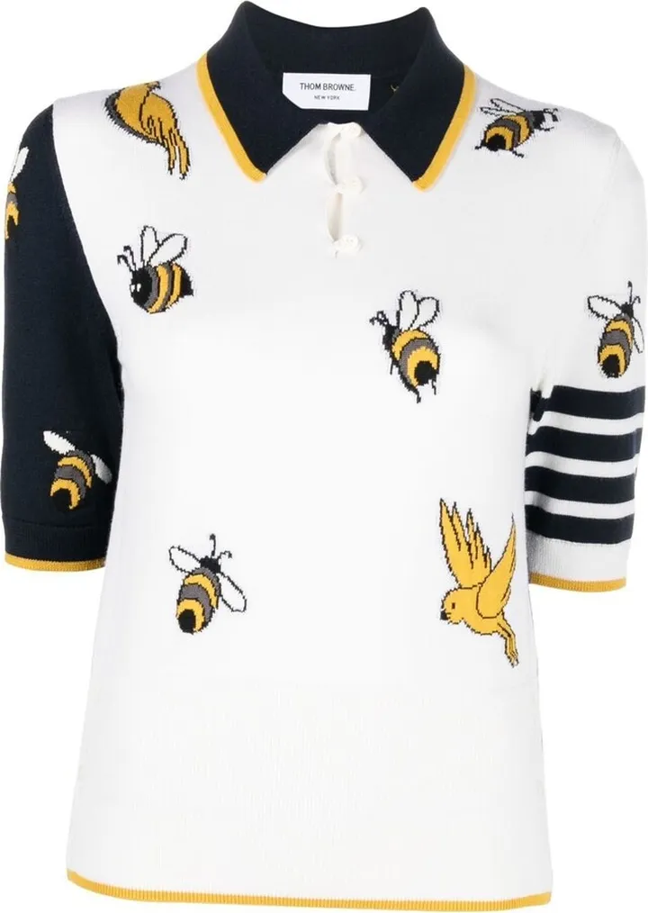 Embroidered Short-Sleeved Polo Top