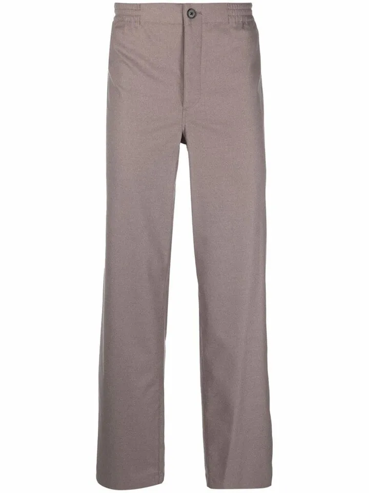 Straight Elastic-Waist Trousers
