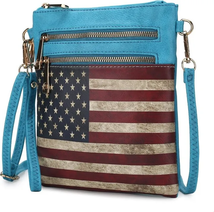 Genesis Printed Flag Vegan Leather Women’s Crossbody Bag