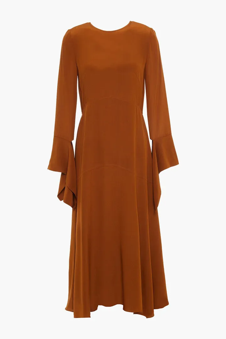 Open-back silk crepe de chine midi dress