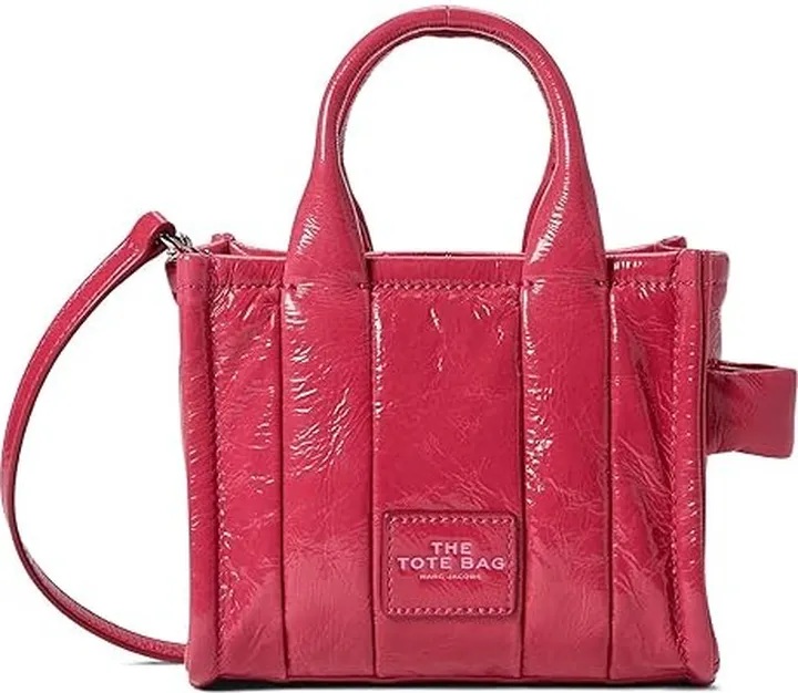 Marc Jacobs The Crinkle Leather Micro Tote (Magenta) Handbags