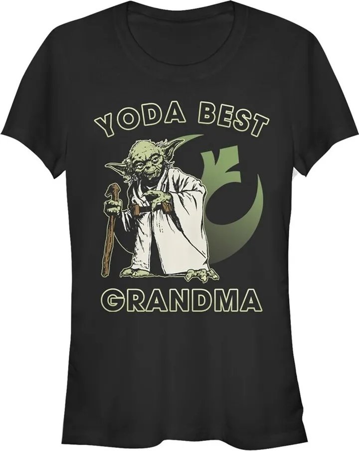 Junior's Star Wars Yoda Best Grandma T-Shirt - Black - Large