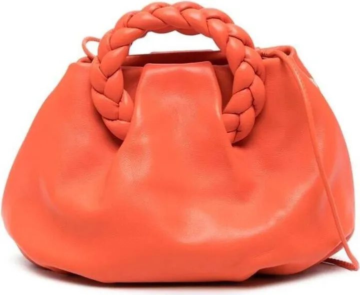 Orange Bombon Crossbody Bag In Lamb Leather Woman