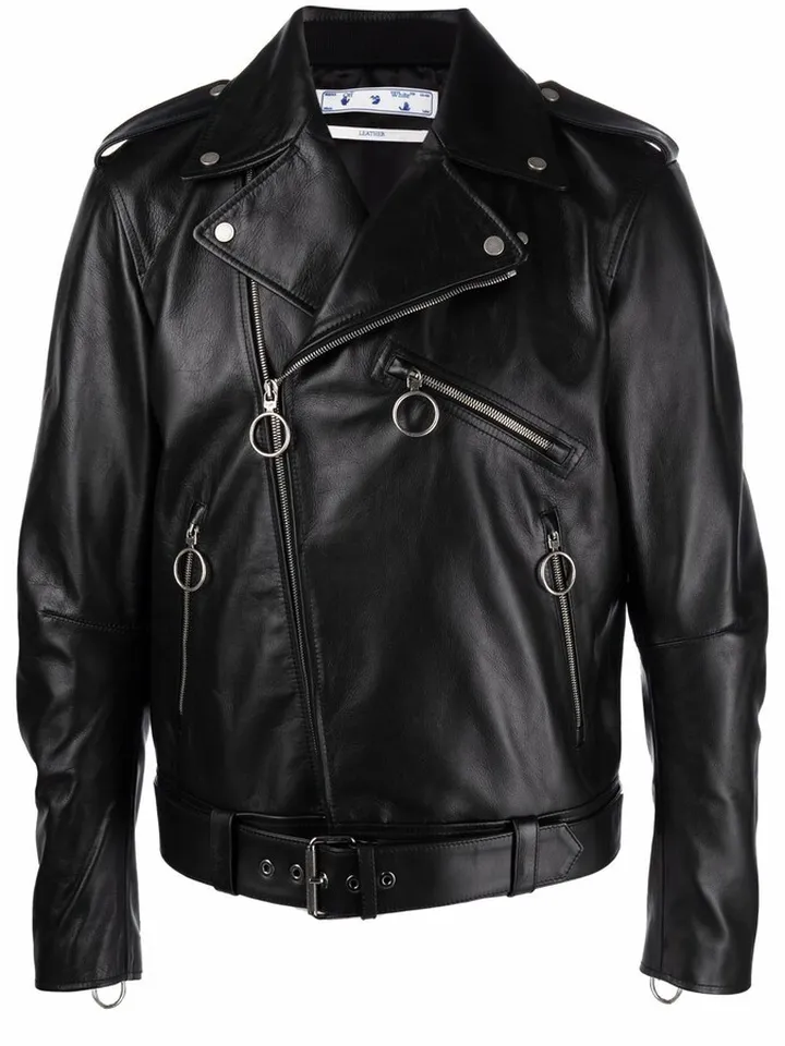 Graphic-Print Biker Jacket