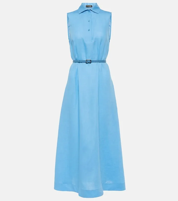 Belted linen shirt dress