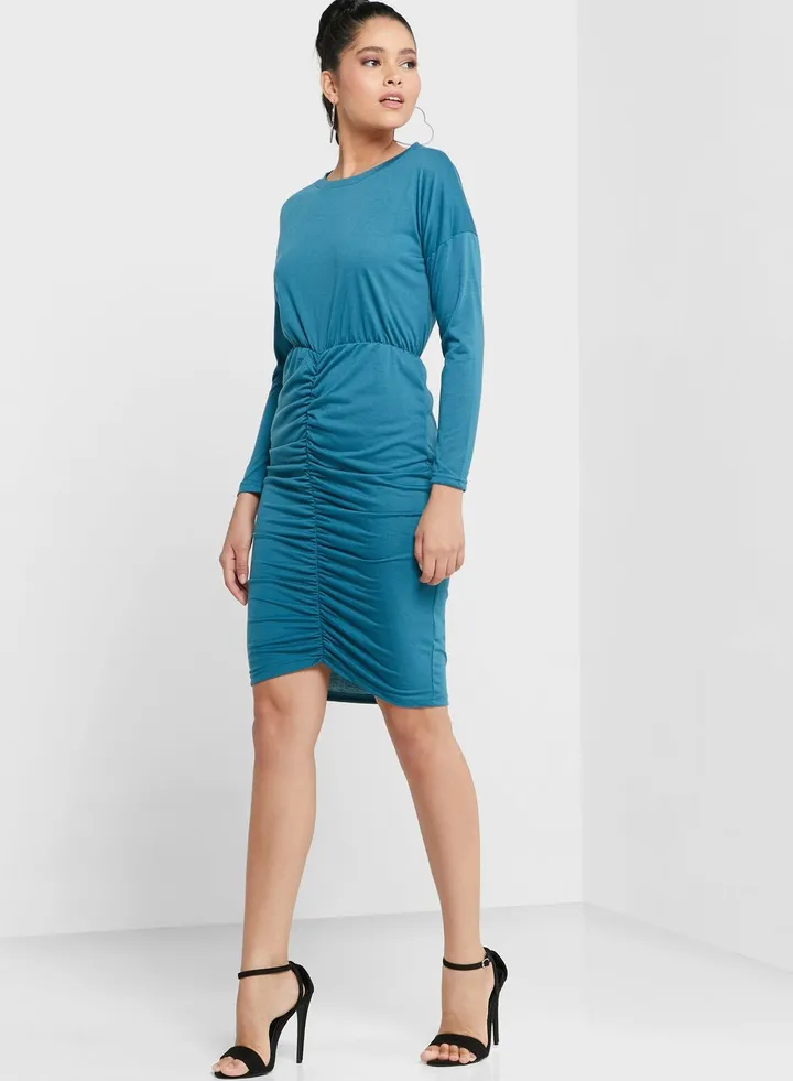 Ruched Gathered Waist Dress