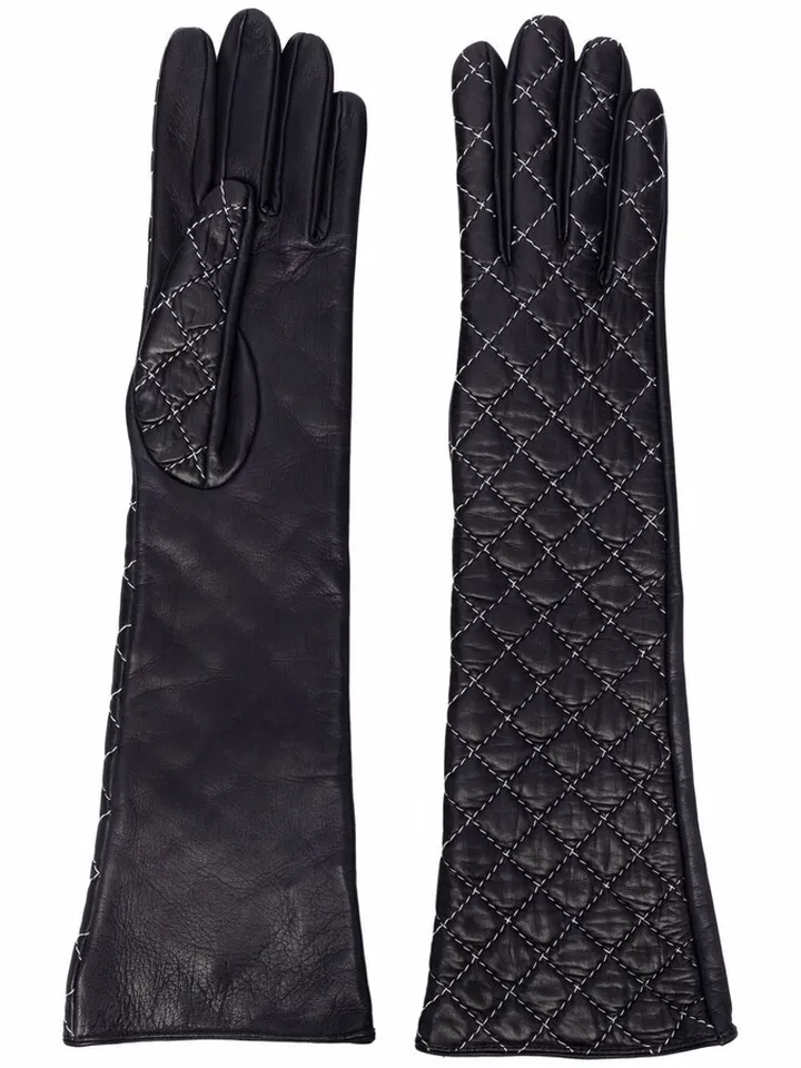Stitch-Detail Leather Gloves