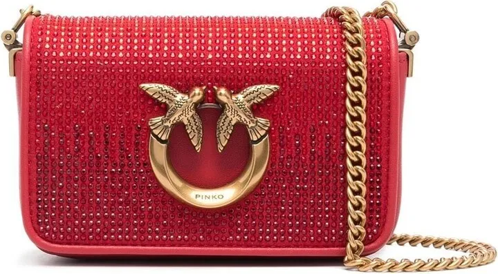 Love crystal-embellished crossbody bag