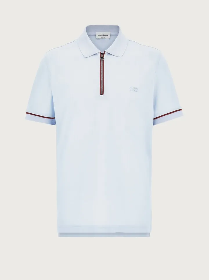 Ferragamo Men Cotton piquet polo Blue