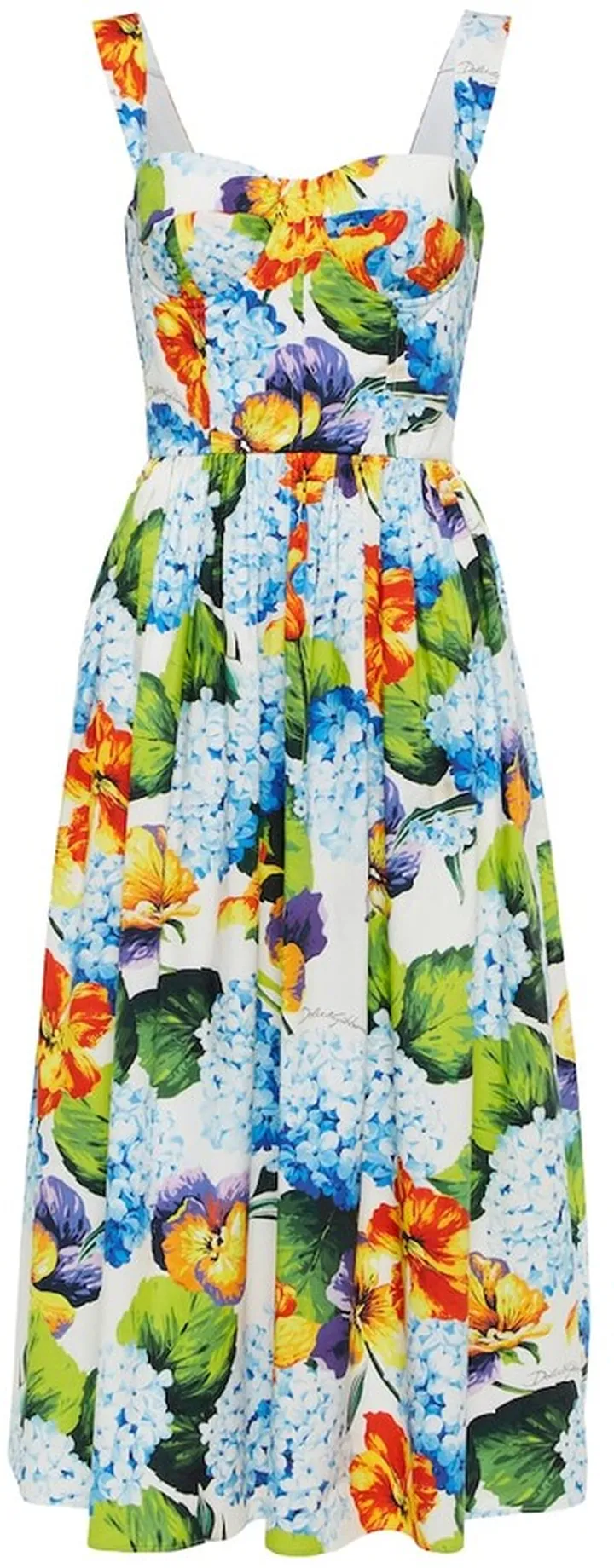 Floral cotton poplin midi dress