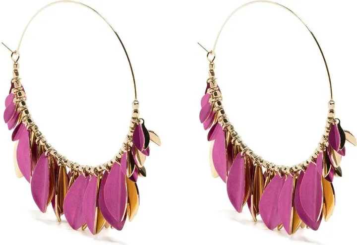 Gold-Tone Leaf Hoop Earrings