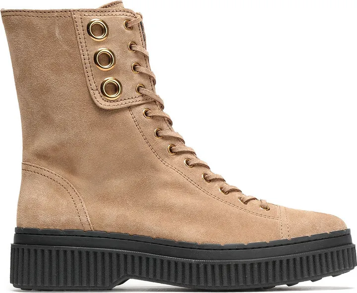 Suede combat boots